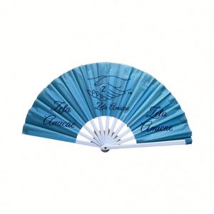 <b>Large</b> 33cm Bamboo Folding <b>Fan</b> Hand Painted Folk Art Nylon Fabric Classic DIY Eco-Friendly for Halloween Promotional Business - Product Image 3