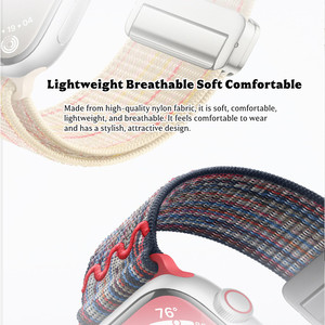 Bracelet en nylon à boucle magnétique pour <span class=keywords><strong>Apple</strong></span> <span class=keywords><strong>Watch</strong></span> 49 mm 46 mm 42 mm, bracelet réglable pour homme et femme pour iWatch Series - Product Image 3