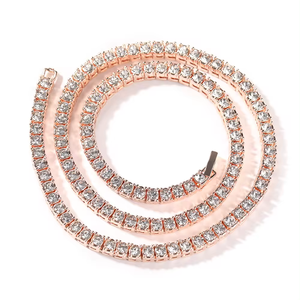 Großhandel Hip Hop-Schmuck Mode 18K Gold Silber plattiert Diamant Tenniskette Halskette für Herren Damen - Product Image 1
