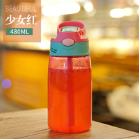 Botella de Agua Infantil Deportiva de Plástico Sublimado, Libre de BPA, con Pajita, Diseño para Niños
