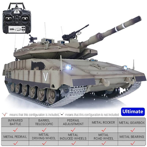1/16 Henglong 3958 ISR <span class=keywords><strong>Merkava</strong></span> Mk IV ตีนตะขาบ CNC โลหะ2.4G ควันการต่อสู้ IR เสียง RTR การควบคุมระยะไกลของเล่นรถถังทหาร RC - Product Image 5