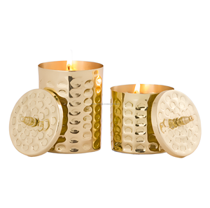 Luxury Diamond Hammered Handmade Soy Wax & <b>Paraffin</b> Wax Candle Jar with Lid for Christmas & Ramadan Parties - Product Image 1