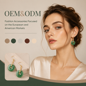 Boucles d'oreilles pendantes en forme de donut plaqué or 14 carats avec pierre d'aventurine verte, fermoir à levier, bijoux pour femmes en pierres précieuses naturelles, OEM/ODM - Product Image 1
