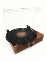 Lecteur de disques vinyles vintage Udreamer avec Bluetooth intégré et haut-parleurs stéréo, tourne-disque rétro portable 3 vitesses pour la décoration de la maison