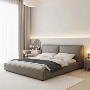 Base de Cama Moderna Tapizada en Cuero Sintético, Diseño Minimalista, Láminas de Madera, Color Negro, Tamaño Queen - Product Image 1