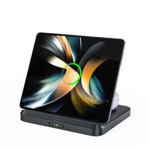 2024 nouveau <span class=keywords><strong>chargeur</strong></span> sans fil pliable à <span class=keywords><strong>double</strong></span> bobine 3-en-1 <span class=keywords><strong>Induction</strong></span> 15w pour tous les téléphones pliables - Product Image 5