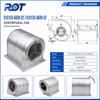 Ventilador de Refrigeración Original Alemán EC Drive D1G133-AB39-22 48V DC 105W 2.8A, Motor Duradero con Conversor de Frecuencia para Ventilación