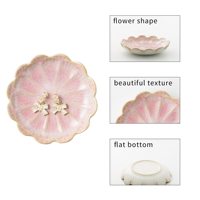 Plateau à bijoux en céramique rose à motifs floraux festonnés, décoratif, pour mariage et rangement de table à la maison