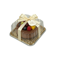 Boîte à gâteau de mariage robuste en plastique PET recyclable, assiettes à dessert jetables carrées dorées de 7/8/10/11 pouces avec couvercle transparent