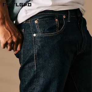 Cut And Sew Slim Fit Selvedge <b>Jeans</b> Deep Indigo Raw Japanese Denim Gold <b>Chain</b> Stitch Unwashed Heritage Premium <b>Jeans</b> - Product Image 2