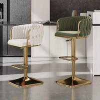 Chaises de bar nordiques pivotantes hautes avec cadre en métal doré et coussin en velours, tabourets de cuisine, chaises bulle, chaise de bar pour bar à domicile
