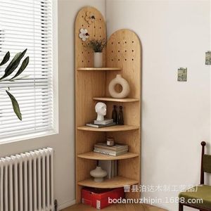 Armario esquinero de madera con tablero perforado, estantería de almacenamiento de 4 niveles para el hogar, estantería para libros, estantes de exhibición - Product Image 1