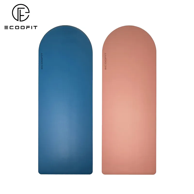 Effen Effen Nude Kleur Eco Veganistische Pu Boog Gebogen Rubber Op Maat Logo Gedrukt Reliëf Laser Body Lijn Ovale Pil Vorm Pu Yoga Mat