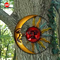 تصميم جديد مخصص معدن الشمس وجه الجدار ديكور فني ، القمر الشمس المعادن الفني شنقا الديكور للمنزل ديكور