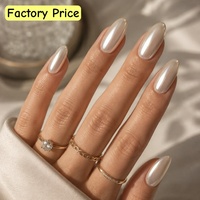 Faux Ongles Longs Ronds Scintillants Personnalisés en Gros, Réutilisables, Durables, Blancs Unis de Luxe à Coller