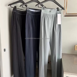 Custom Luxury Logo High Waist Elastic Ribbon Casual Loose Wide Leg Breathable Eco-Friendly Spandex/Polyester Track - Product Image 2