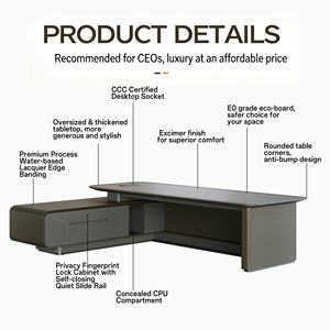Escritorio de Oficina Esquinero de Lujo Moderno de Madera Maciza para Jefe Mesa Duradera y Elegante para Gerente Ejecutivo Muebles Comerciales Escritorio de Oficina para CEO - Product Image 3