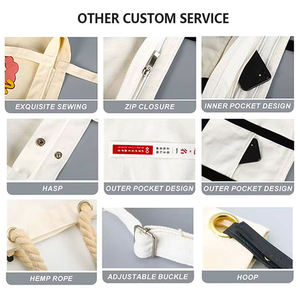 Eco-friendly Cotton <b>Canvas</b> <b>Tote</b> Bags With Rope Handles Custom Printed Sublimation Blanks Fashion Style For Wholesale - Product Image 4