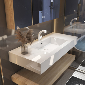 Set di vanità da bagno galleggiante in legno di lusso moderno con montaggio a parete include <span class=keywords><strong>specchio</strong></span> <span class=keywords><strong>e</strong></span> lavandino-per bagni moderni - Product Image 3