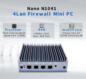 ミニサーバーPC Intel Celeron J4125ファンレス 4 Intel GbE LAN ネットワークアプライアンス ファイアウォールルータコンピュータ 産業用VPNサーバー向け - Product Image 2