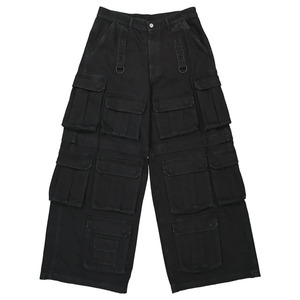 Jeans Disai Fabricant de jeans cargo multipoches Pantalon en denim <span class=keywords><strong>noir</strong></span> à jambes larges personnalisé pour hommes - Product Image 1