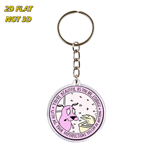 Portachiavi Motivazionale '<span class=keywords><strong>Sei</strong></span> <span class=keywords><strong>Bella</strong></span> Come È Comoda' con Cerchio Rosa, Cane e Pesce Cartoon, Citazione Ispirazionale, Acrilico Trasparente - Product Image 1