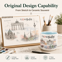Tasse à eau, café, lait en céramique souvenir touristique de Berlin, Allemagne, avec impression des monuments de la ville, tasses en céramique avec boîte, OEM ODM personnalisé