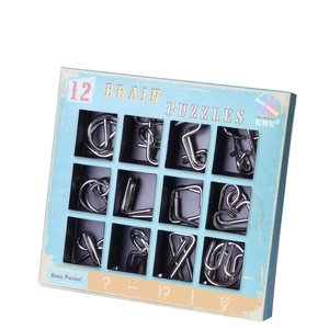 <span class=keywords><strong>IQ</strong></span> Toys Lot de 12 puzzles éducatifs en fil métallique Casse-tête Jeu d'esprit <span class=keywords><strong>Test</strong></span> de QI Jeu de déverrouillage - Product Image 1