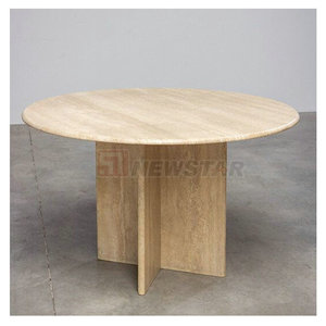 Bàn Ăn Đồ Nội Thất Giữa Thế Kỷ Hoàn Thiện Mờ Bàn Ăn Travertine Tròn - Product Image 4