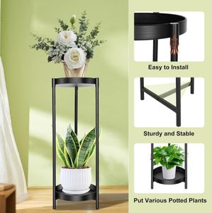 Plantation/rond Rack à plantes circulaire noir diamètre 25 * hauteur <span class=keywords><strong>80</strong></span> Noir (combinaison) - Product Image 3