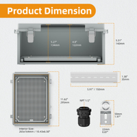 Boîtier électrique étanche NEMA 4 de 11,4x7,5x5,5 pouces, boîte de jonction en plastique résistante aux intempéries pour extérieur, fabricant OEM ODM