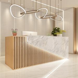 Comptoir de réception moderne en bois sur mesure 2025, blanc, pour salon, salle de sport, boutique, hôtel, spa, à vendre - Product Image 2