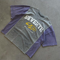 T-shirt homme surdimensionné en coton imprimé à l'écran, style streetwear personnalisé, multicolores, coupé et cousu, délavé à l'acide