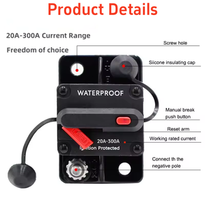 Disjoncteur marin réinitialisable 20A-300A 12V DC 60A pour voiture, bateau, batterie, audio, moteur, interrupteur principal pour panneau solaire - Product Image 3