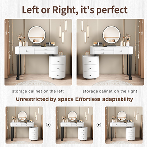 Modern Minimalist Bedroom Dressing <b>Table</b> with Lighted <b>Mirror</b> and Rotatable <b>Side</b> Cabinet Easy Assembly Vanity - Product Image 5