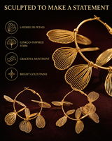 Pendientes Colgantes 3D ChuYao con Borlas, Chapados en Plata, con Diseño de Hoja de Ginkgo y Flor, para Fiesta, para Mujer, Certificado REACH Disponible