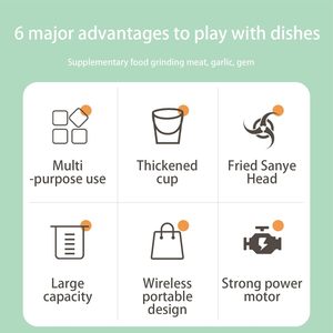 Kitchen Wireless Mini USB Food Grinder Machine Multi-functional <b>Garlic</b> Beater Masher Agitator Vegetable <b>Chopper</b> and Presses - Product Image 3