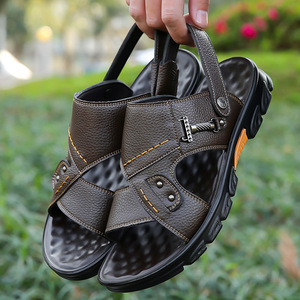 Sandalias de exterior para hombre, con punta abierta, suela de goma, para verano, de color sólido, con forro textil, zapatos cómodos para caminar - Product Image 4