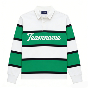 Polo de Rugby Personalizado con Logotipo, MOQ Bajo, Económico, a Rayas, para Hombre, Bordado, Manga Larga, Algodón, Uniforme de Rugby, Camiseta de Rugby - Product Image 1