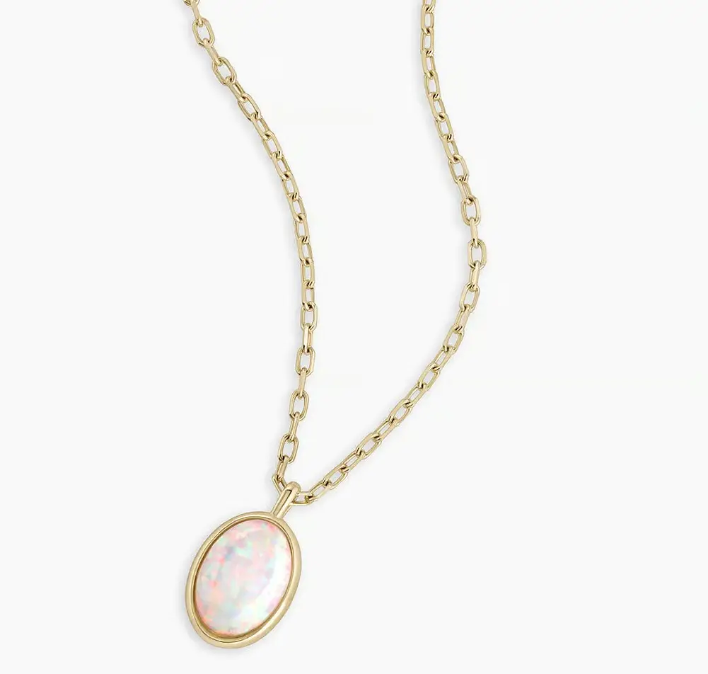 Inspire takı paslanmaz çelik Opal Oval Charm kolye kadınlar ve kızlar için minimalist kolye toptan özel renk takı