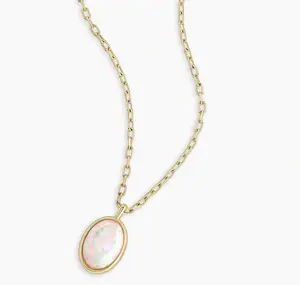 Inspire Jewelry Collier à breloques ovales en acier inoxydable opale pour femmes et filles collier minimaliste en gros bijoux de couleur personnalisés