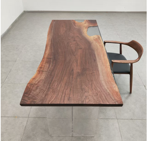 <span class=keywords><strong>Tavolo</strong></span> da Pranzo Moderno Regolabile in <span class=keywords><strong>Legno</strong></span> Massello con Bordo Naturale Effetto Fiume <span class=keywords><strong>per</strong></span> Ingresso Appartamento 1,96m - Product Image 4