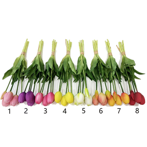 5 têtes tulipe fleur Bundle tulipes en plastique artificielles 40cm Real Touch pour le jour du poisson d'avril - Product Image 2