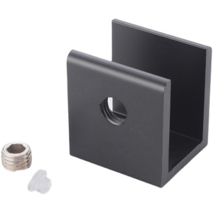 Soporte de Pared Cuadrado de Aleación de Aluminio Negro Engrosado con Clip para Vidrio, Herraje de Fijación para Estantes - Product Image 5