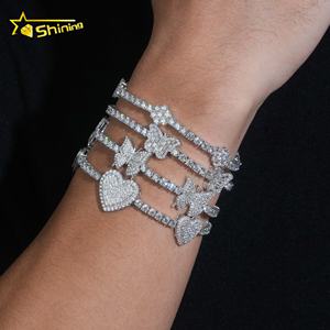 स्टर्लिंग चांदी <span class=keywords><strong>925</strong></span> ब्रेसलेट संग्रह हिप हॉप गहरा प्रमाणपत्र डी बनाम मोइससानाइट पुरुष ब्रेसलेट - Product Image 2