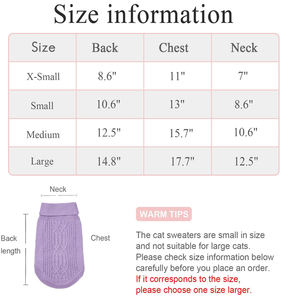 Maglione per Gatti Senza Maniche Lavorato a Maglia, Abbigliamento Caldo Invernale per <span class=keywords><strong>Cani</strong></span> di Piccola Taglia, Maglione per Gatti per la Stagione Fredda - Product Image 3