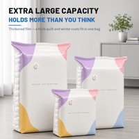 Sac de rangement sous vide de qualité alimentaire sans pompe avec valve à pression croisée pour couettes, pas de pompe nécessaire, pochette épaisse autoportante