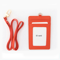 Tempat kartu ID Bisnis dompet lencana ID kulit Pu logo OEM merek kustom dengan tali leher kalung