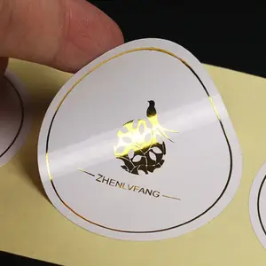 Op Maat Gemaakte Bedrukte Logo Zelfklevende Heldere Gouden Folie Cirkel Stickers Vinyl Transparant Label