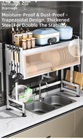 Égouttoir à vaisselle multifonctionnel moderne en acier inoxydable à double niveau, étanche et réglable, non pliable, pour cuisine domestique